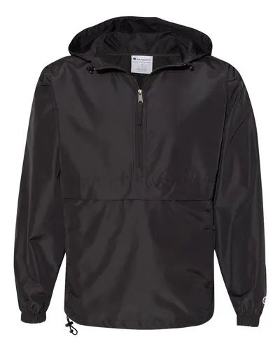 Champion Champion Unisex Packable Anorak Jacket in Black, front view