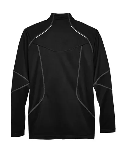 North End North End Men's Catalyst Performance Fleece Quarter-Zip Pullover in Black, back view