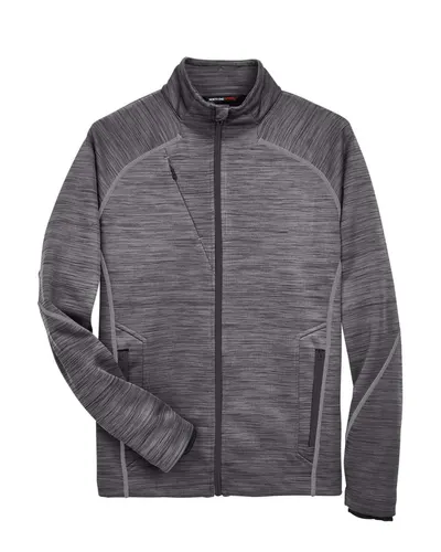 North End North End Men's Flux Mélange Bonded Fleece Jacket in Carbon/ Black, front view