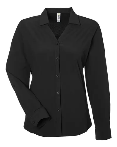 CORE365 CORE365 Women's Ultra UVP® Marina Shirt in Black, front view