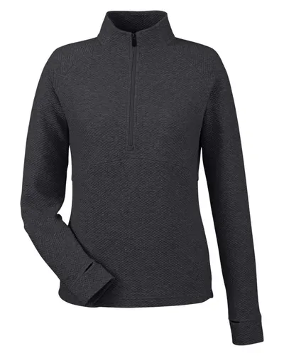 North End North End Women's Spirit Textured Quarter-Zip Pullover in Black Heather, front view