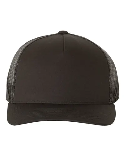 YP Classics YP Classics Five-Panel Retro Trucker Cap in Black, front view