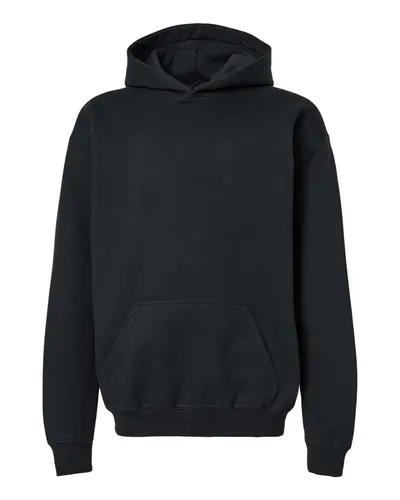 Gildan Gildan Youth Softstyle® Midweight Hooded Sweatshirt in Black, front view