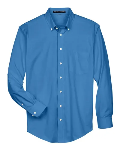 Devon & Jones Devon & Jones Men's Crown Collection® Oxford Woven Dress Shirt in French Blue, front view