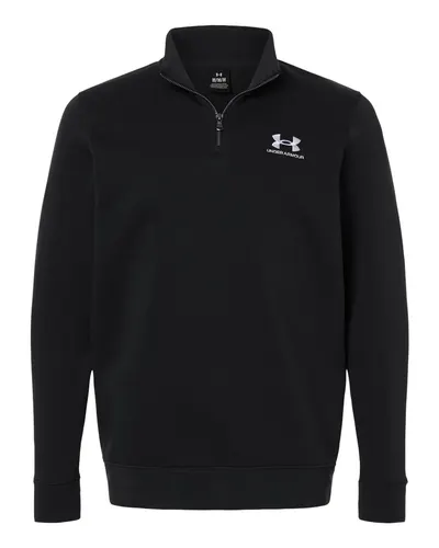 Under Armour Under Armour Men's Icon Fleece Quarter-Zip Pullover in Black/ White, front view