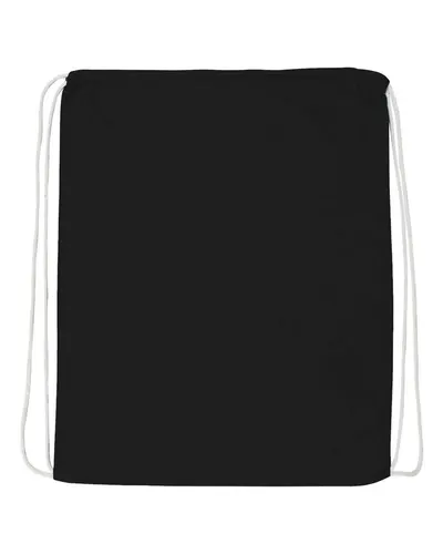 Q-Tees Q-Tees Economical Cotton Drawstring Bag in Black, front view