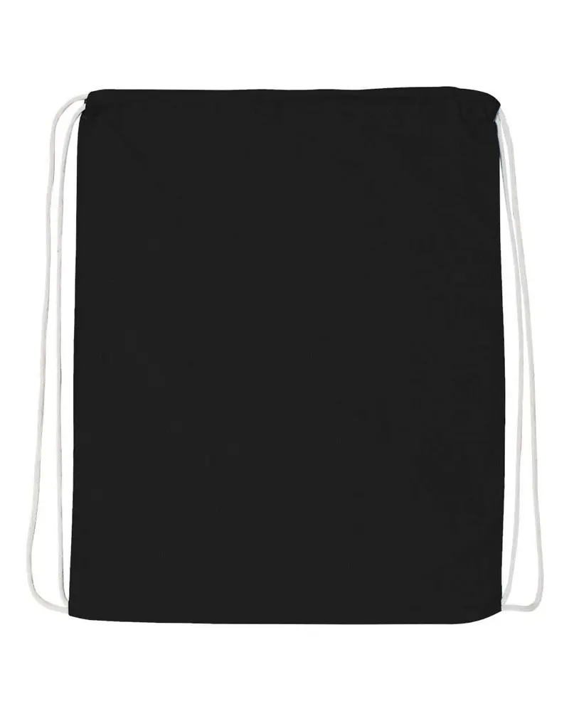 Q-Tees Q-Tees Economical Cotton Drawstring Bag — Black