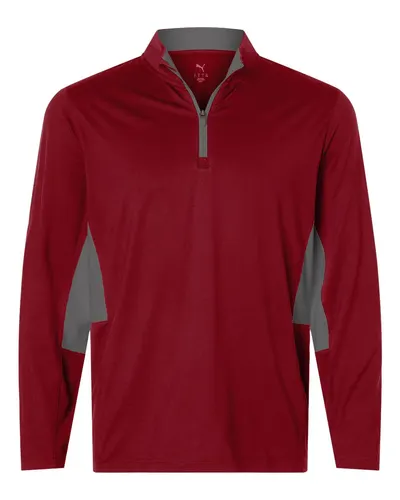 Puma Golf Puma Golf Men's Pure 2.0 Quarter-Zip in Dark Crimson/ Slate Sky, front view