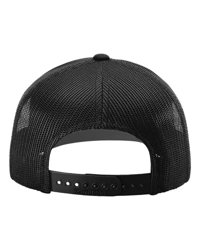 Richardson Richardson Snapback Trucker Cap in Black, back view