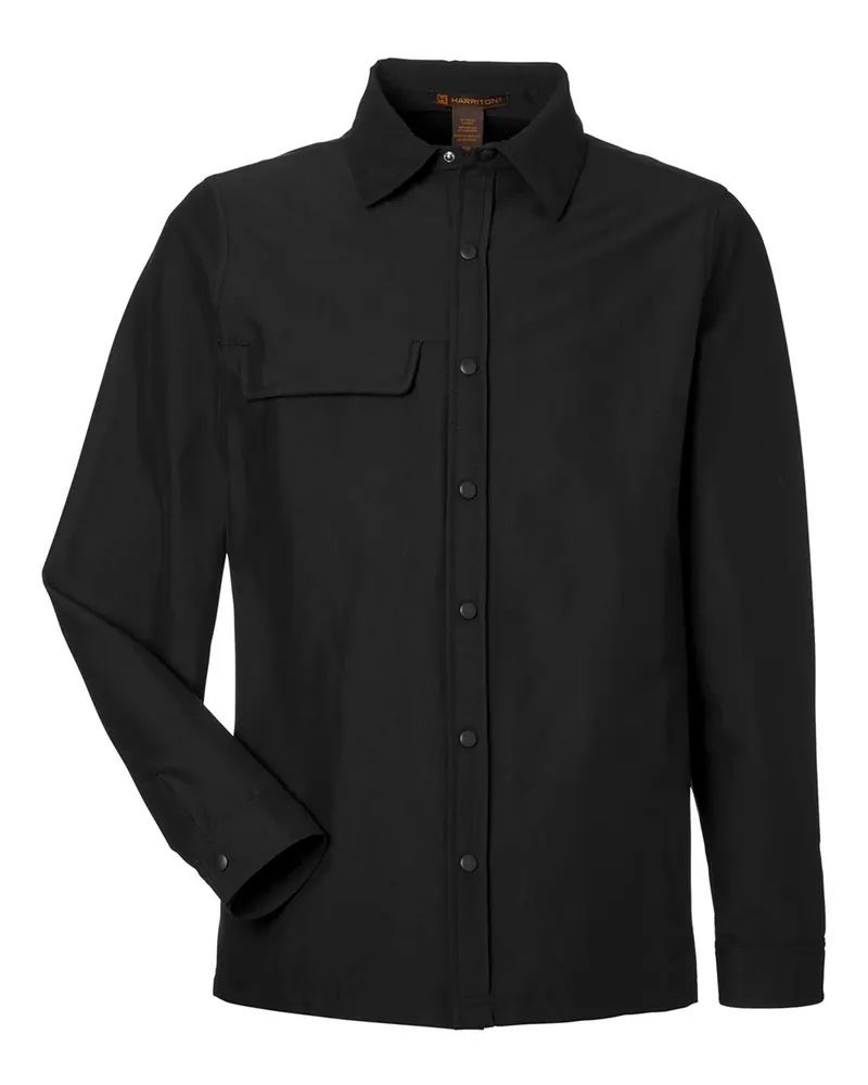 Harriton Harriton Unisex Flex Twill Overshirt Jacket — Black