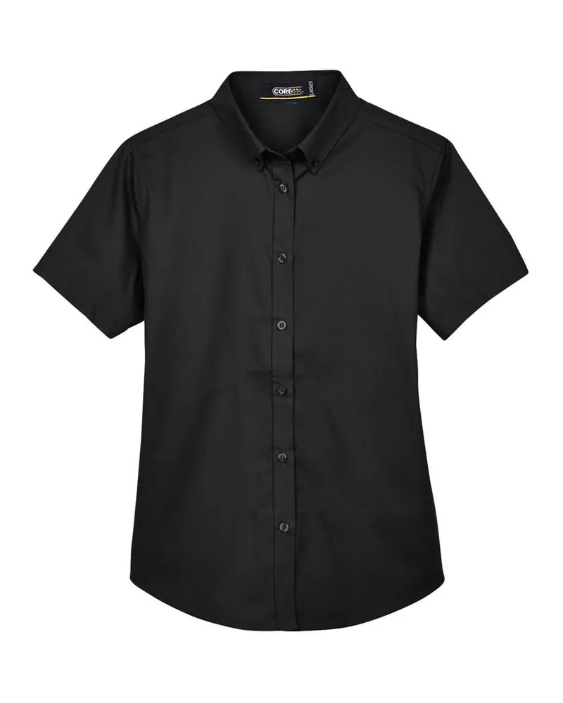 CORE365 CORE365 Women's Optimum Short Sleeve Twill Shirt — Black