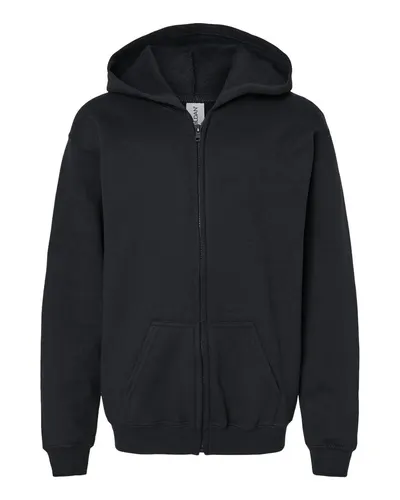 Gildan Gildan Youth Heavy Blend™ Full-Zip Hooded Sweatshirt in Black, front view
