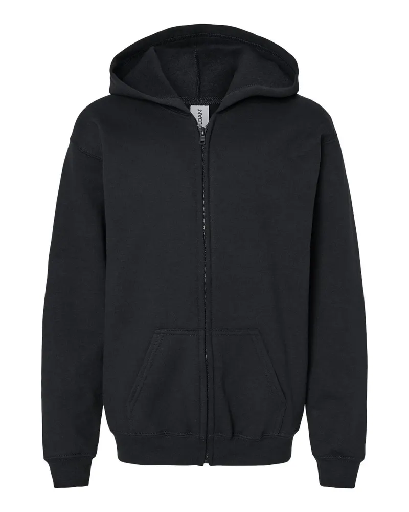 Gildan Gildan Youth Heavy Blend™ Full-Zip Hooded Sweatshirt — Black