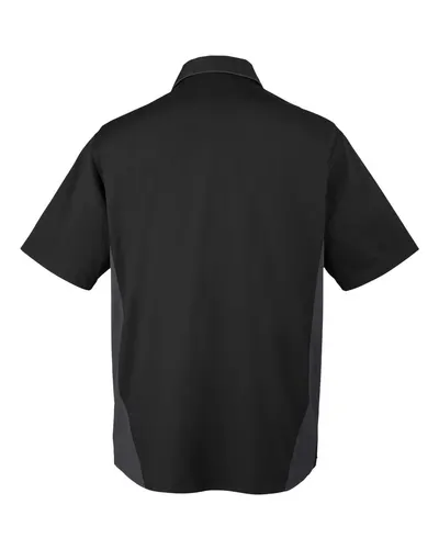 Harriton Harriton Men's Flash IL Colorblock Shirt in Black/ Dark Charcoal, back view