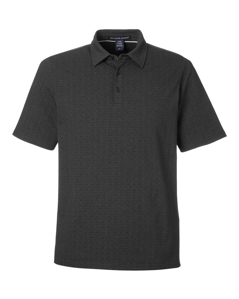 Devon & Jones Devon & Jones Men's Crownlux Performance® Geo Polo — Black/ Graphite