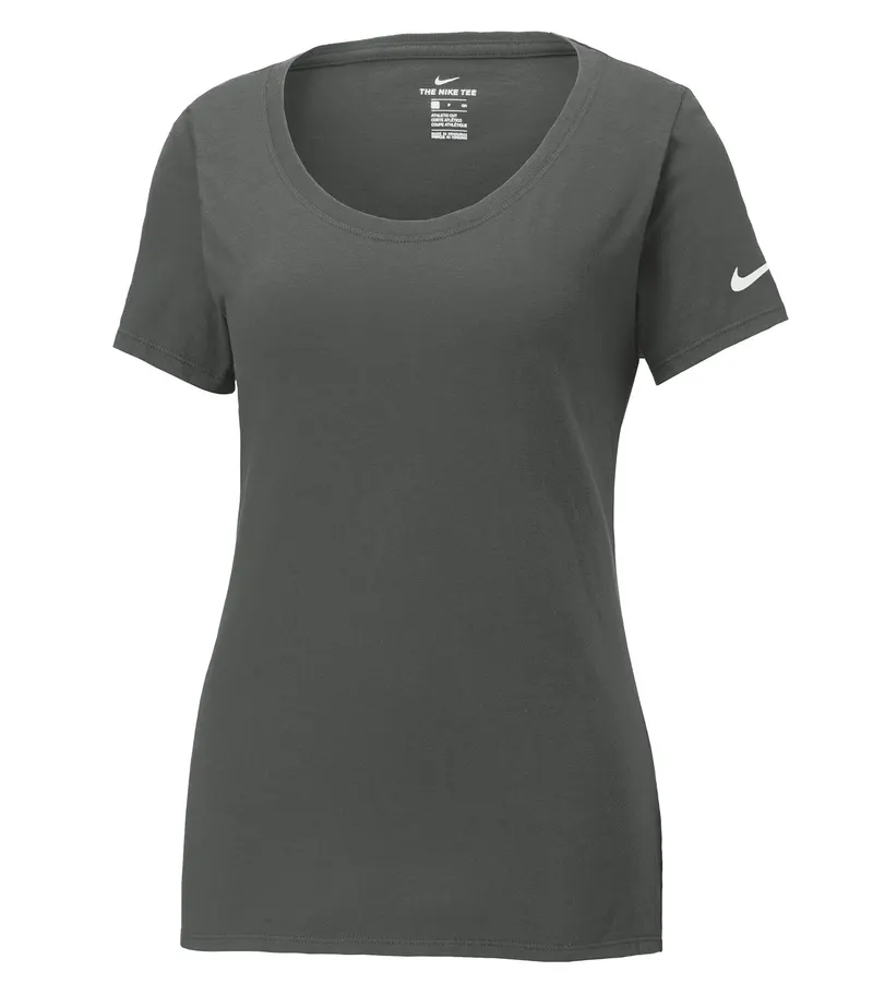 Nike NIKE Dri-FIT COTTON/POLY SCOOP NECK LADIES' TEE — Anthracite