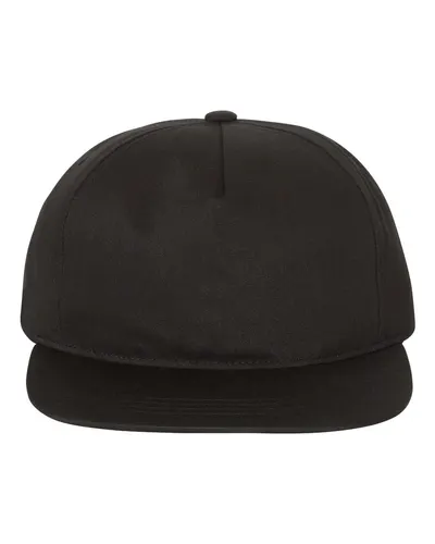 YP Classics YP Classics Lightly-Structured Five-Panel Snapback Cap in Black, front view