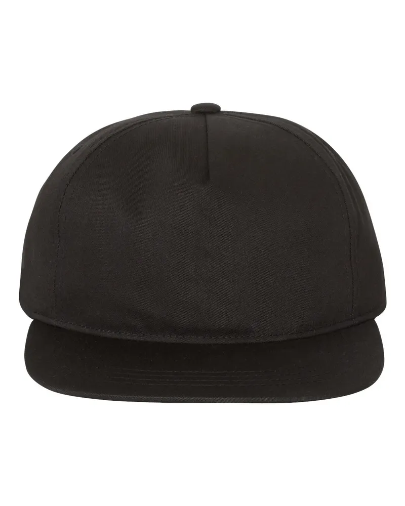 YP Classics YP Classics Lightly-Structured Five-Panel Snapback Cap — Black