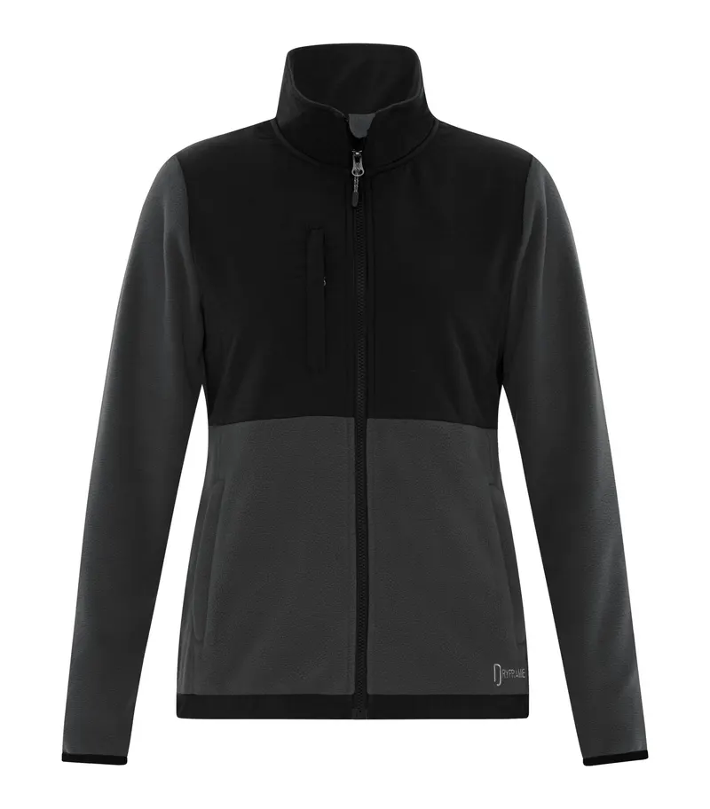 DryFrame® DRYFRAME® HURON FLEECE TECH LADIES' JACKET — Asphalt/Black
