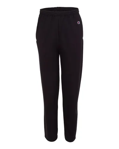 Champion Champion Unisex Powerblend® Open-Bottom Sweatpants with Pockets in Black, front view