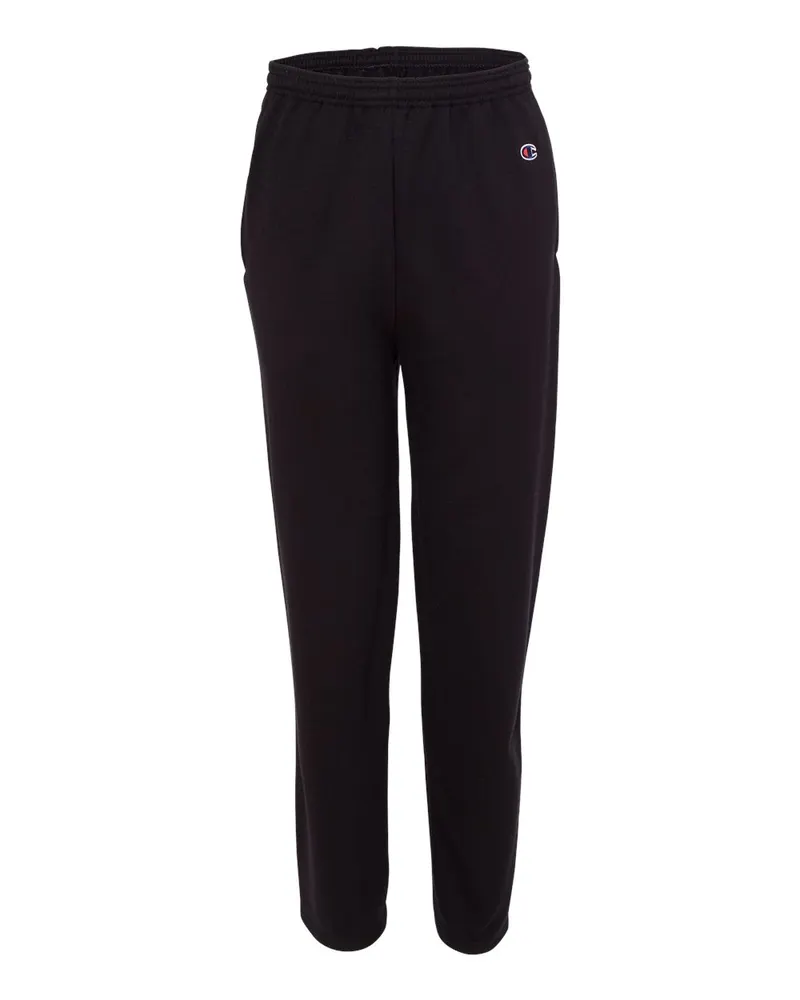 Champion Champion Unisex Powerblend® Open-Bottom Sweatpants with Pockets — Black