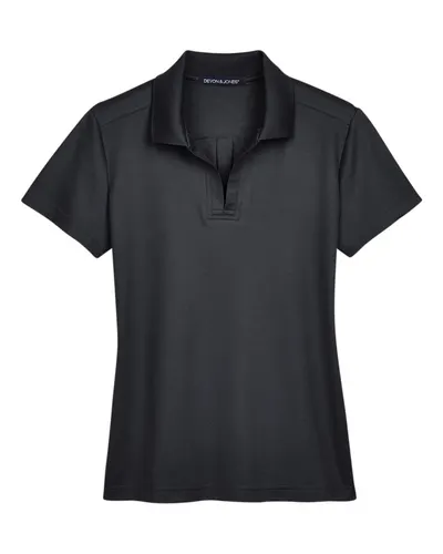 Devon & Jones Devon & Jones Women's CrownLux Performance® Plaited Polo in Black, front view