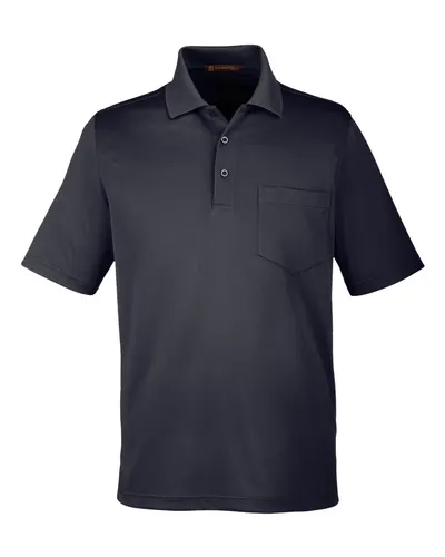 Harriton Harriton Men's Advantage Snag Protection Plus IL Pocket Polo in Black, front view