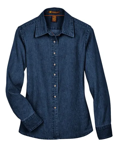 Harriton Harriton Women's Denim Shirt in Dark Denim, front view