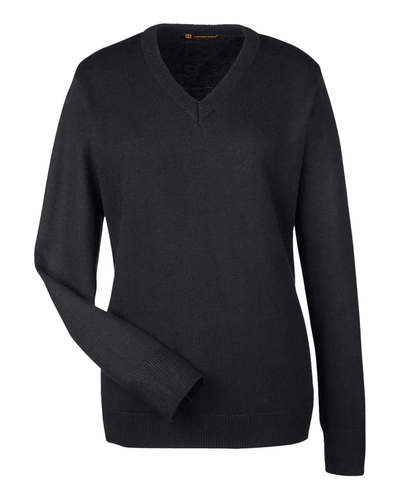 Harriton Harriton Women's Pilbloc V-Neck Sweater — Black