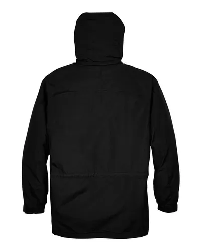 North End North End Men's 3-in-1 Parka with Dobby Trim in Black, back view