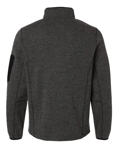 North End North End Men's Jasper Jacquard Full-Zip Fleece Jacket in Black/ Grey, back view