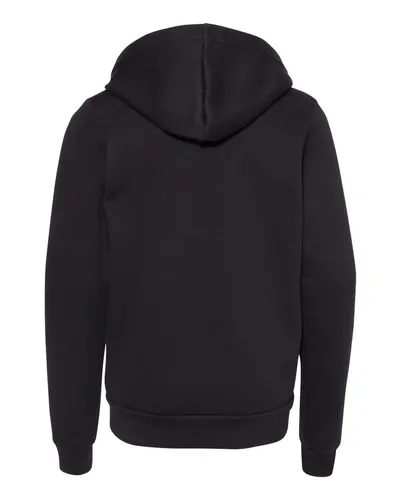BELLA + CANVAS BELLA + CANVAS Youth Sponge Fleece Full-Zip Hoodie Sweatshirt in Black, back view
