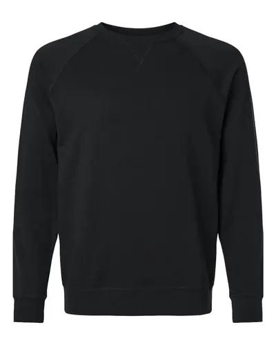 Next Level Next Level Unisex Laguna Raglan Crewneck Sweatshirt in Black, front view