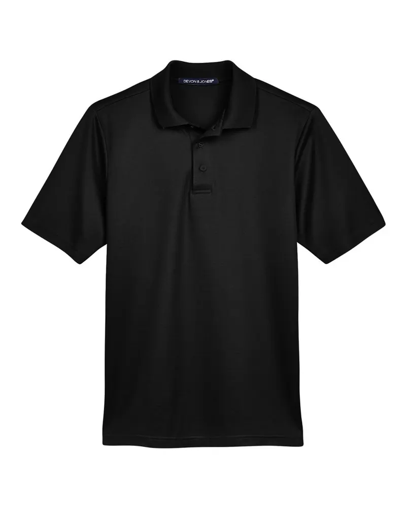 Devon & Jones Devon & Jones Men's Tall CrownLux Performance® Plaited Polo — Black