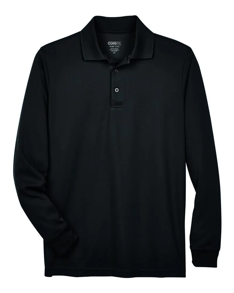 CORE365 CORE365 Men's Tall Pinnacle Performance Long Sleeve Piqué Polo — Black