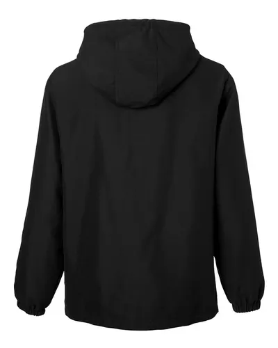 Harriton Harriton Unisex Flex Twill Hooded Jacket in Black, back view