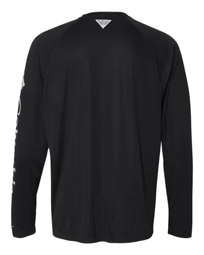Columbia Columbia Men's PFG Terminal Tackle™ Long Sleeve T-Shirt in Black/ Cool Grey, back view