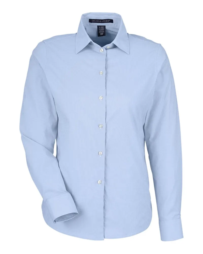 Devon & Jones Devon & Jones Women's CrownLux Performance® Microstripe Dress Shirt — French Blue/ White
