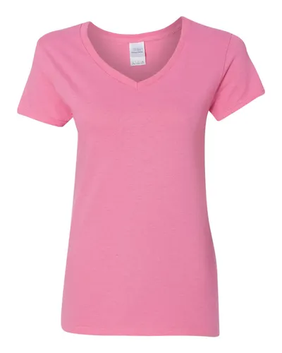 Gildan Gildan Women's Heavy Cotton™ V-Neck T-Shirt in Azalea, front view