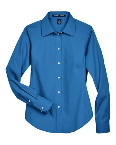 Devon & Jones Devon & Jones Women's Crown Collection® Oxford Woven Dress Shirt in French Blue, front view