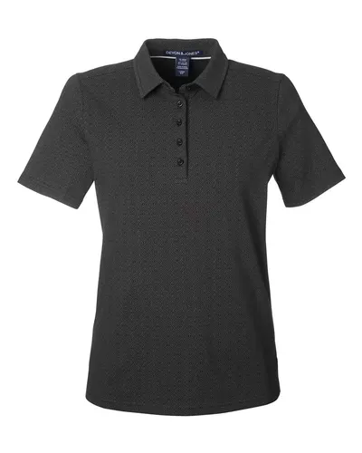 Devon & Jones Devon & Jones Women's Crownlux Performance® Geo Polo in Black/ Graphite, front view