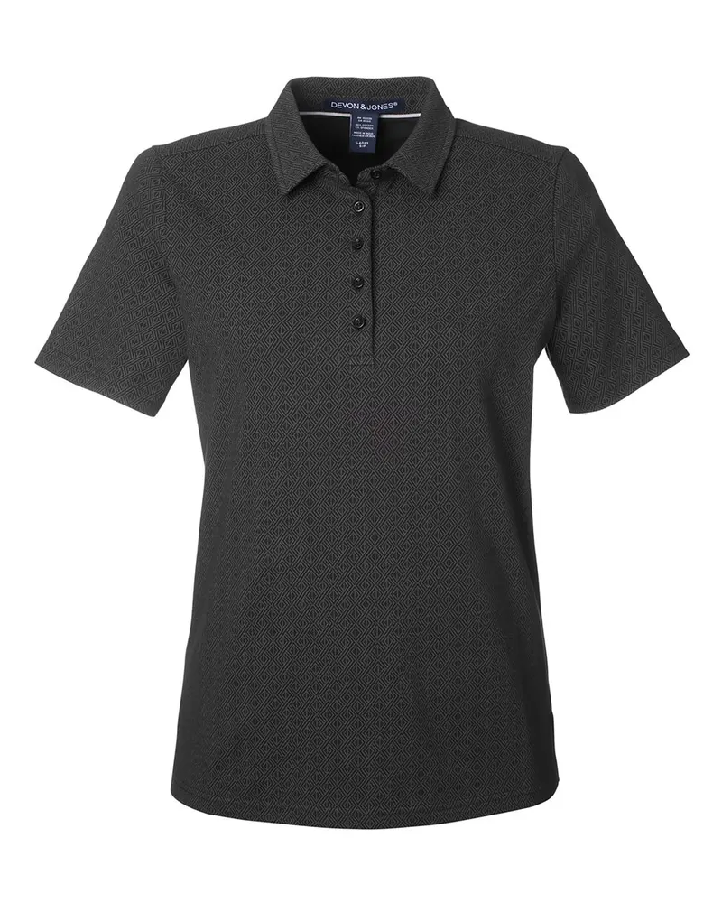 Devon & Jones Devon & Jones Women's Crownlux Performance® Geo Polo — Black/ Graphite