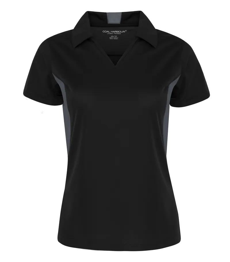 Coal Harbour® COAL HARBOUR® SNAG RESISTANT COLOUR BLOCK LADIES' POLO — Black/Iron Grey