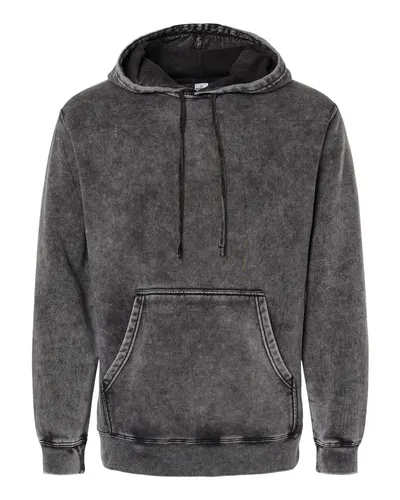Independent Trading Co. Independent Trading Co. Unisex Midweight Mineral Wash Hooded Sweatshirt in Black, front view