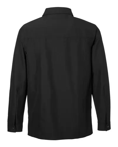 Harriton Harriton Unisex Flex Twill Overshirt Jacket in Black, back view