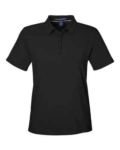 Devon & Jones Devon & Jones Women's Raleigh Stretch Polo in Black, front view