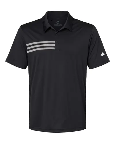 Adidas Adidas Men's 3-Stripes Chest Polo in Black/ White, front view