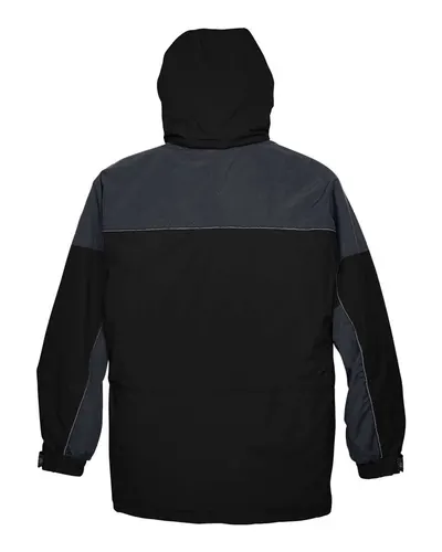 North End North End Men's 3-in-1 Two-Tone Parka in Black, back view