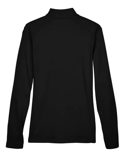 Devon & Jones Devon & Jones Women's DRYTEC20™ Performance Quarter-Zip Pullover in Black/ Grey Heather/ Graphite, back view