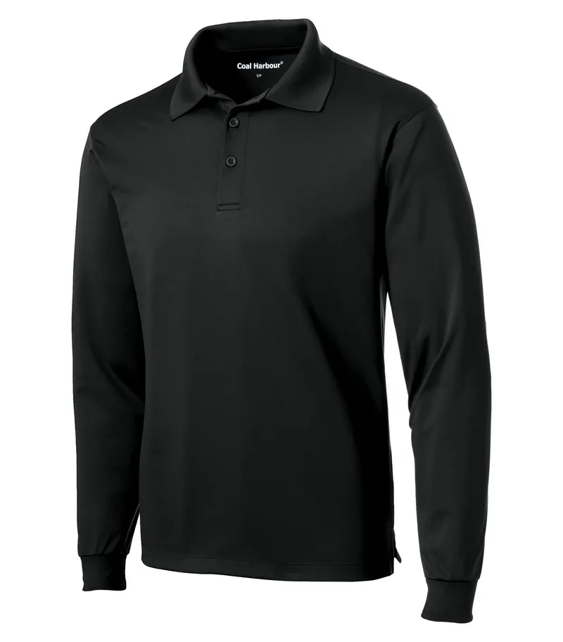 Coal Harbour® COAL HARBOUR® SNAG RESISTANT LONG SLEEVE POLO — Black